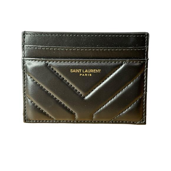 392. Saint Laurent  Calfskin Y Quilted Joan Credit Card Case - Picture 1 of 3